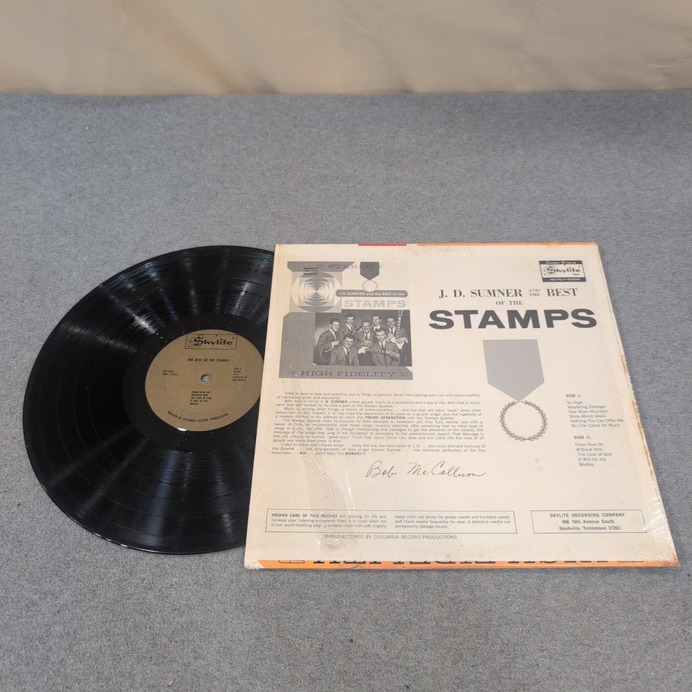 J.D. Sumner and the Best of the Stamps Vinyl LP Skylite SLP 6058 Stereo Gospel - Picture 2 of 2